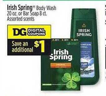Dollar General Irish spring body wash or bar soap offer