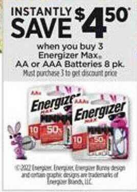 Dollar General Energizer max aa or aaa batteries 8 pk offer