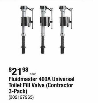 The Home Depot Fluidmaster 400a universal toilet fill valve offer