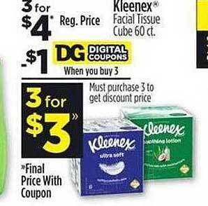 Dollar General Kleenex facial tissue cube offer