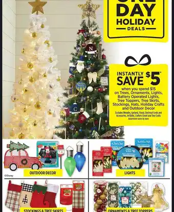 Dollar General Trees, ornaments, lights, battery operated lights, tree toppers, tree skirts, stockings, hats, holiday crafts and outdoor dec offer