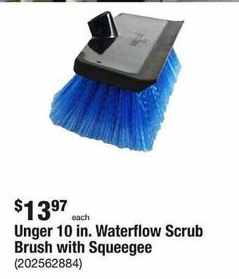 The Home Depot Unger 10 in waterflow scrub brush with squeegee offer