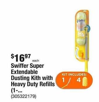 The Home Depot Swiffer super extendable dusting kith with heavy duty refills offer