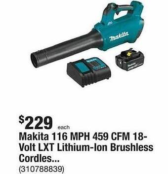 The Home Depot Makita 116 mph 459 cfm 18-volt lxt lithium-ion brushless cordless offer