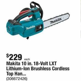 The Home Depot Makita 10 in 18-volt lxt lithium-ion brushless cordless top han offer