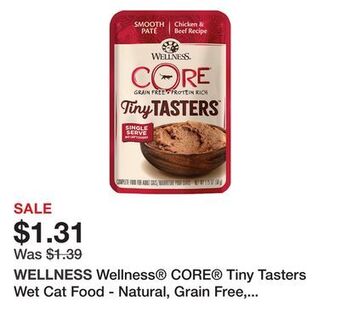 Petsmart Wellness® core® tiny tasters wet cat food - natural, grain free, single serve offer