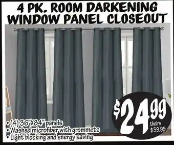 Ollie's 4 pk. room darkening window panel closeout offer
