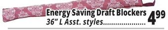 Ocean State Job Lot Energy saving draft blockers offer