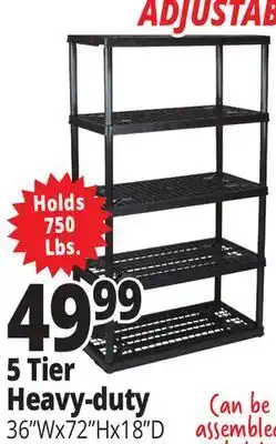 Ocean State Job Lot 5 tier heavy-duty adjustable shelving offer