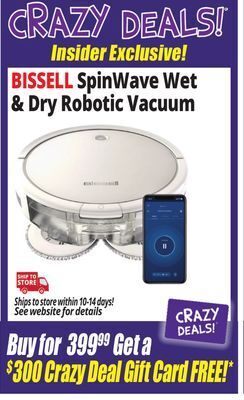 Ocean State Job Lot Bissell spinwave wet & dry robotic vacuum offer