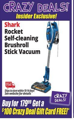 Ocean State Job Lot Shark rocket self-cleaning brushroll stick vacuum offer