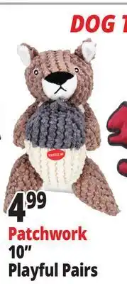 Ocean State Job Lot Patchwork 10" playful pairs dog toys offer