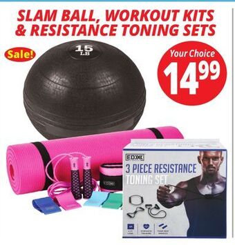 Ocean State Job Lot Slam ball, workout kits & resistance toning sets offer