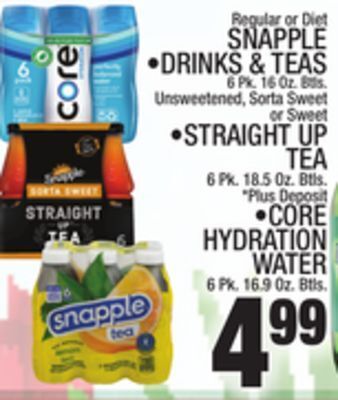 C Town Snapple •drinks & teas 6 pk. 16 oz. btls. offer
