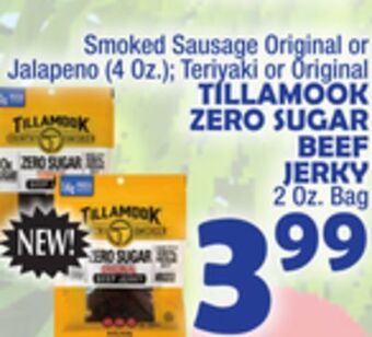 Bravo Supermarkets Tillamook zero sugar beef jerky 2 oz. bag offer