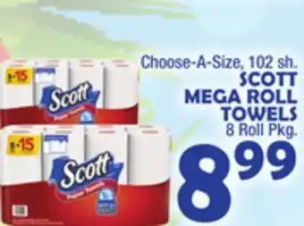 Bravo Supermarkets Scott mega roll towels 8 roll pkg. offer