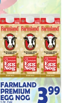 Bravo Supermarkets Farmland premium egg nog offer