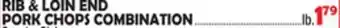 Bravo Supermarkets Rib & loin end pork chops combination offer
