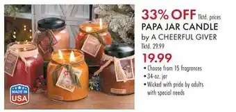 Boscov's Papa jar candle by a cheerful giver offer