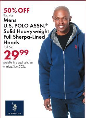 Boscov's Mens u.s. polo assn.® solid heavyweight full sherpa-lined hoods offer