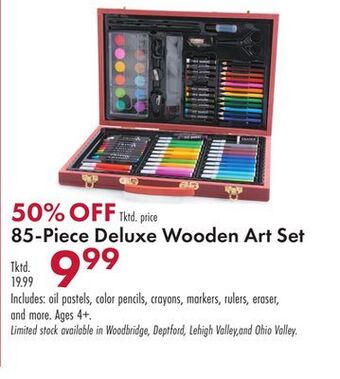 Boscov's 85-piece deluxe wooden art set offer