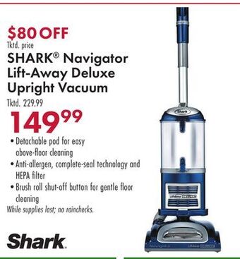 Boscov's Shark® navigator lift-away deluxe upright vacuum offer