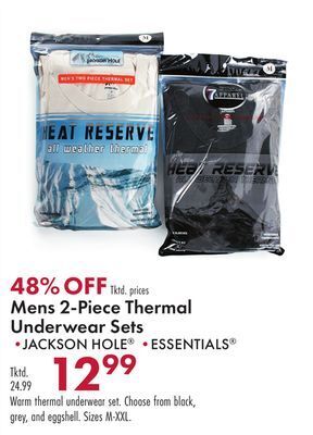 Boscov's Mens 2-piece thermal underwear sets offer