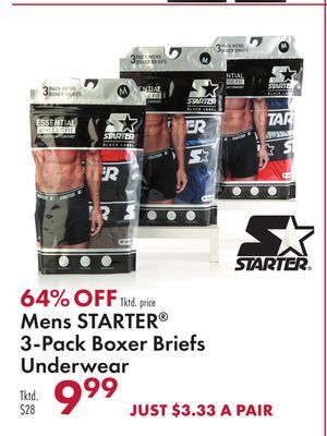 Boscov's Mens starter® 3-pack boxer briefs underwear offer