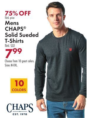 Boscov's Mens chaps® solid sueded t-shirts offer