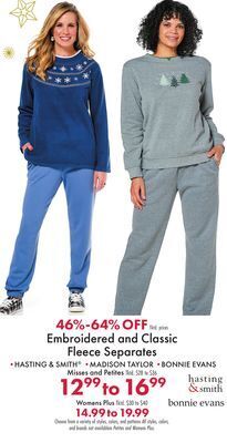 Boscov's Embroidered and classic fleece separates offer