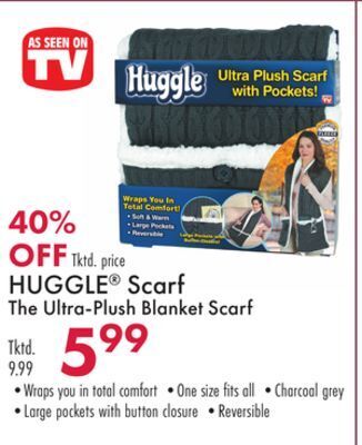 Boscov's Huggle® scarf the ultra-plush blanket offer