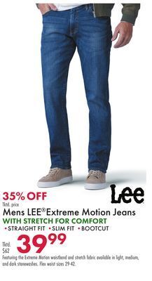 Boscov's Mens lee®extreme motion jeans offer