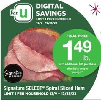 ACME Signature select® spiral sliced ham offer