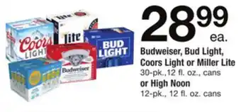 ACME Budweiser, bud light, coors light or miller lite 30-pk., 12 fl. oz., cans or high noon 12-pk., 12 fl. oz. cans offer