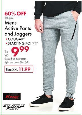 Boscov's Mens active pants and joggers offer
