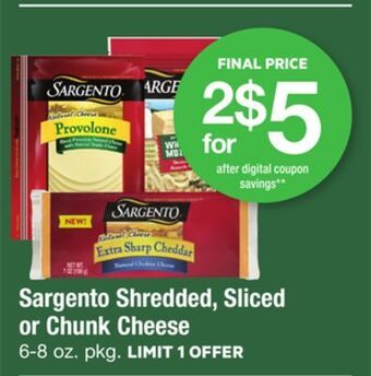 ACME Sargento shredded, sliced or chunk cheese offer