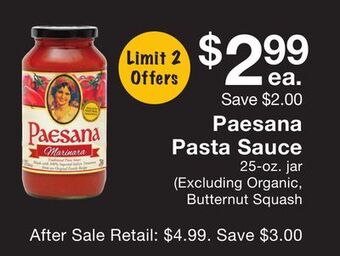 Fairway Store Market Paesana pasta sauce offer