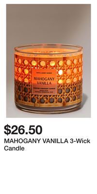 Bath & Body Works Mahogany vanilla 3-wick candle offer