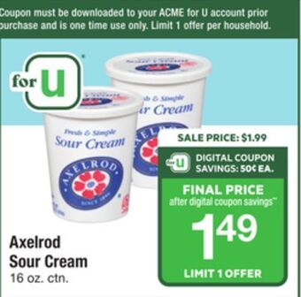 ACME Axelrod sour cream offer