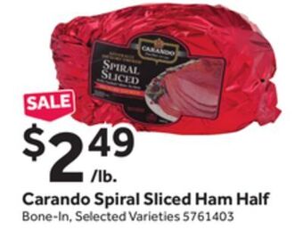 Stop&Shop Carando spiral sliced ham half offer