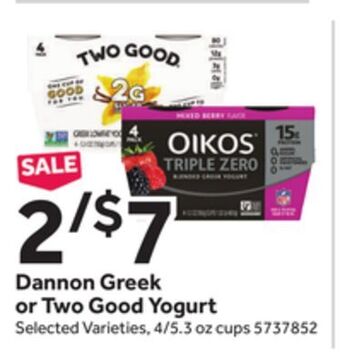 Stop&Shop Dannon greek or two good yogurt offer