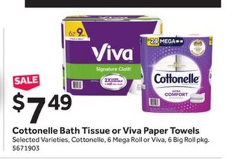 Stop&Shop Cottonelle bath tissue or viva paper towels offer