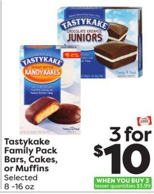 Weis Markets Tastykake family pack bars, cakes, or muffins offer