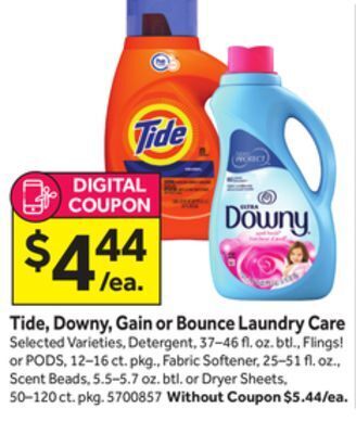 Stop&Shop Tide, downy, gain or bounce laundry care offer