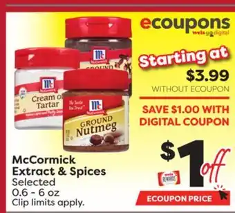 Weis Markets Mccormick extract & spices offer