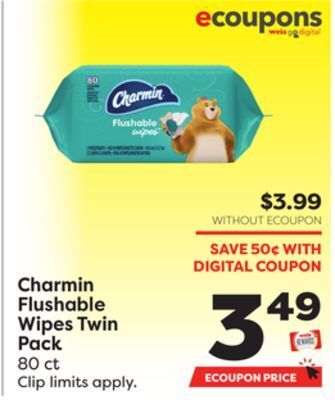 Weis Markets Charmin flushable wipes twin pack offer