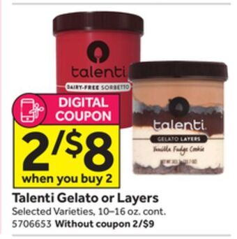 Stop&Shop Talenti gelato or layers offer