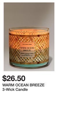 Bath & Body Works Warm ocean breeze 3-wick candle offer