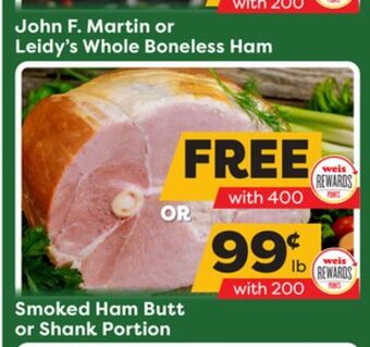 Weis Markets Smoked ham butt or shank portion offer