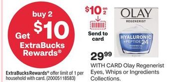 CVS Olay regenerist eyes, whips or ingredients collections offer